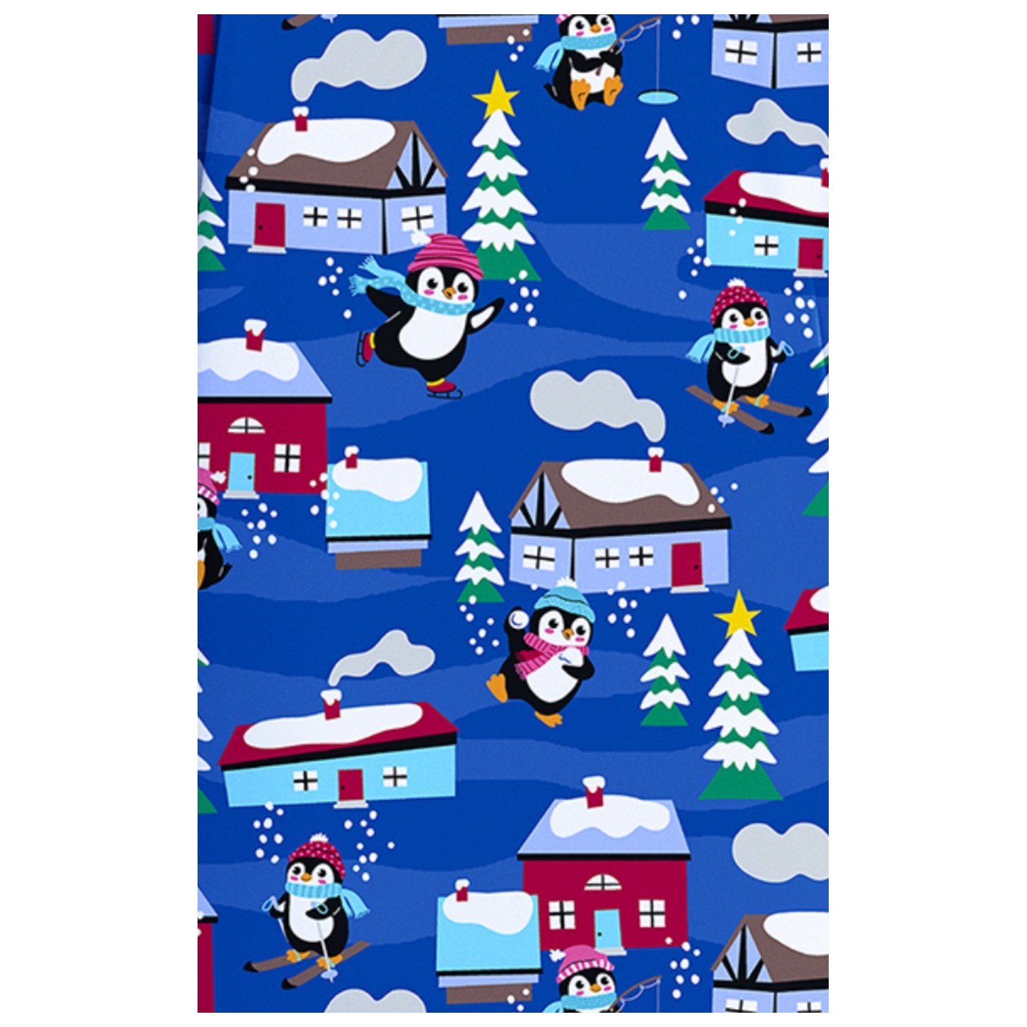 CK856 V-Neck 2 Pocket Print Top by Cherokee - Playing Penguins