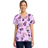 CK856 V-Neck 2 Pocket Print Top by Cherokee - Princess Mouse