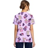 CK856 V-Neck 2 Pocket Print Top by Cherokee - Princess Mouse