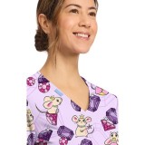 CK856 V-Neck 2 Pocket Print Top by Cherokee - Princess Mouse