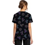 CK856 V-Neck 2 Pocket Print Top by Cherokee - Roller Disco