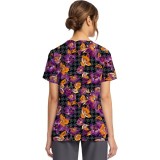 CK856 V-Neck 2 Pocket Print Top by Cherokee - Velvet Floral
