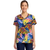 CK856 V-Neck 2 Pocket Print Top by Cherokee - Winging It
