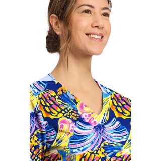 CK856 V-Neck 2 Pocket Print Top by Cherokee - Winging It