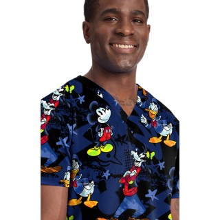 TF788 Tooniforms Men's Print 2 Pocket V-Neck Top by Cherokee Uniforms - Mickey Bro Time