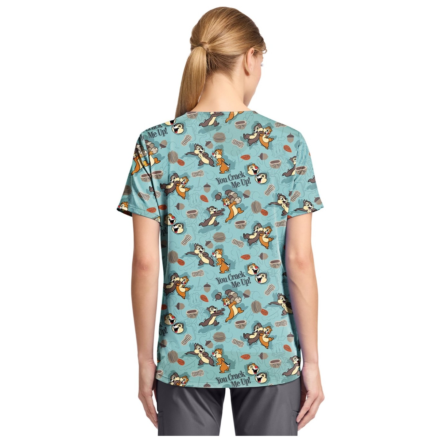 TF797 Tooniforms Tuckable Print Top with Chest Pocket by Cherokee - Crack Me Up