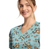TF797 Tooniforms Tuckable Print Top with Chest Pocket by Cherokee - Crack Me Up