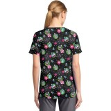 TF797 Tooniforms Tuckable Print Top with Chest Pocket by Cherokee - Baubles and Bulbs