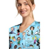 TF797 Tooniforms Tuckable Print Top with Chest Pocket by Cherokee - Goodness and Grief