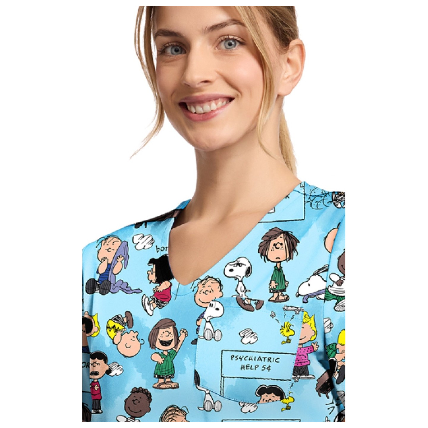 TF797 Tooniforms Haut Imprimé pour Border avec Poche au Poitrine par Cherokee - Goodness and Grief