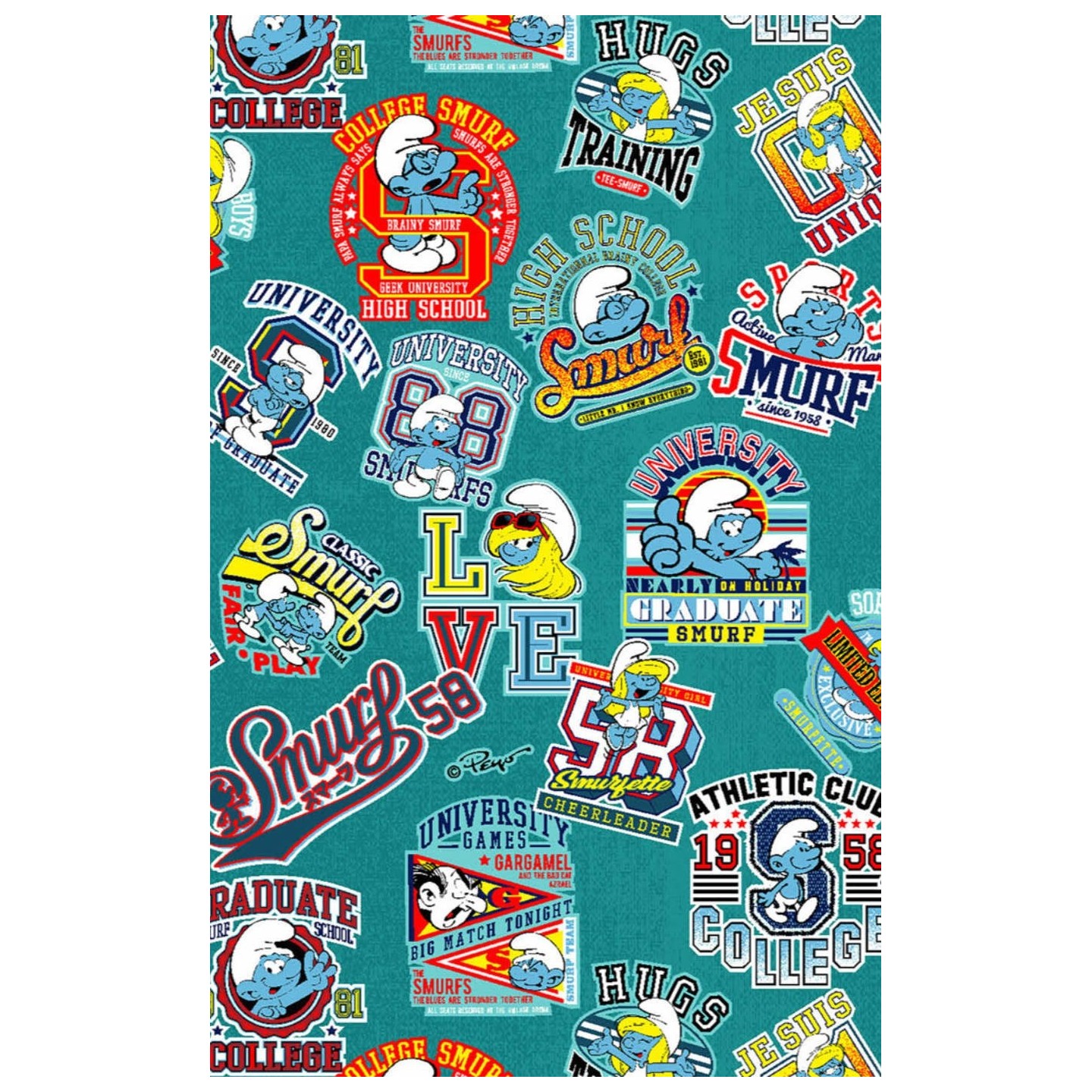 TF797 Tooniforms Haut Imprimé pour Border avec Poche au Poitrine par Cherokee - Collegiate Smurfs