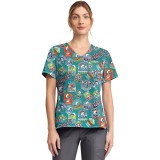 TF797 Tooniforms Haut Imprimé pour Border avec Poche au Poitrine par Cherokee - Collegiate Smurfs