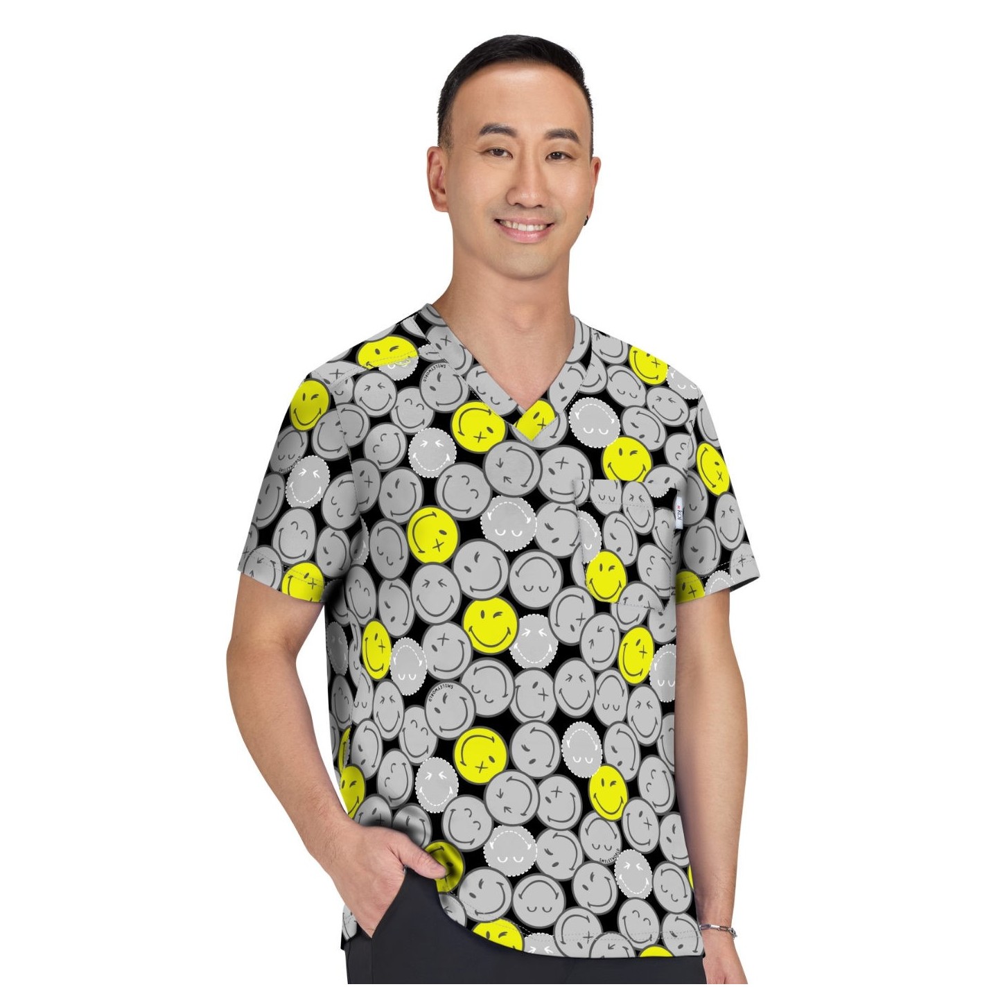 S650PR Smiley World Confident Men's Print Top by koi - Smiling All Around