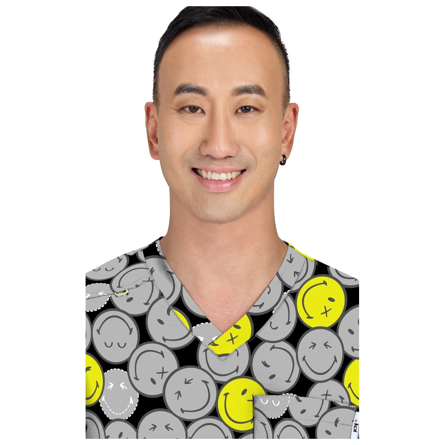 S650PR Smiley World Confident Men's Print Top by koi - Smiling All Around