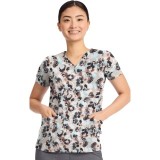 2266 Healing Hands Amanda Grosgrain Ribbon V-Neck Print Top - Abstract Cheetah