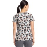 2266 Healing Hands Amanda Grosgrain Ribbon V-Neck Print Top - Abstract Cheetah
