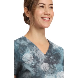 HH910 Healing Hands Amanda Haut Imprimer à Col en V avec Ruban Grosgrain - Moody Dots