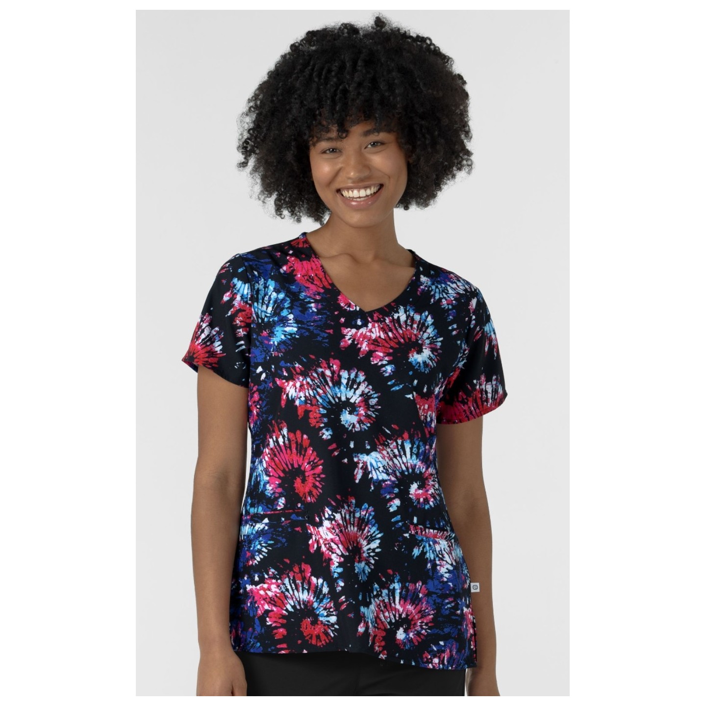 6347 WINK Haut Imprimer à Col en V Courbé avec 2 Poches - Freedom Sparkle Black