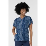 6267 WINK Haut Imprimé à Manches Dolman avec Col en Y - Dreamy Daze Navy Tonal