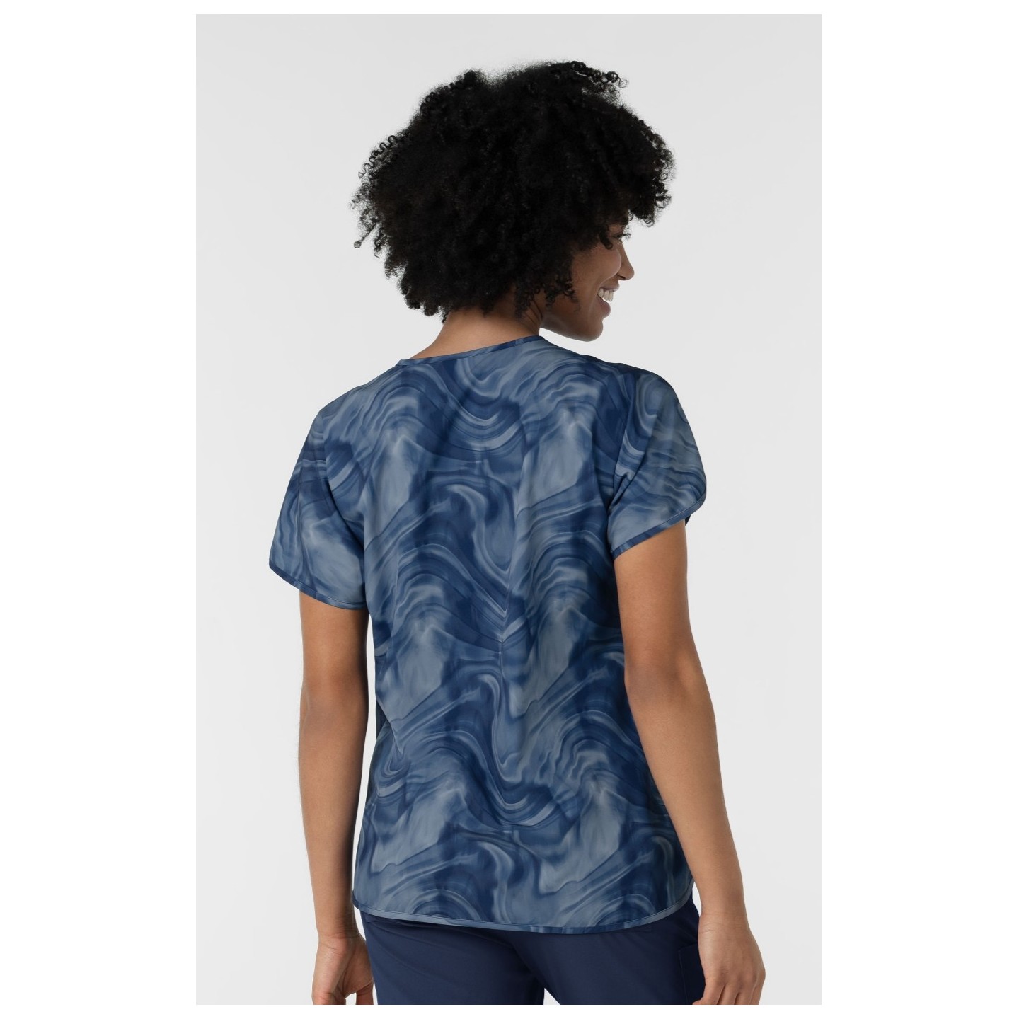 6267 WINK Haut Imprimé à Manches Dolman avec Col en Y - Dreamy Daze Navy Tonal
