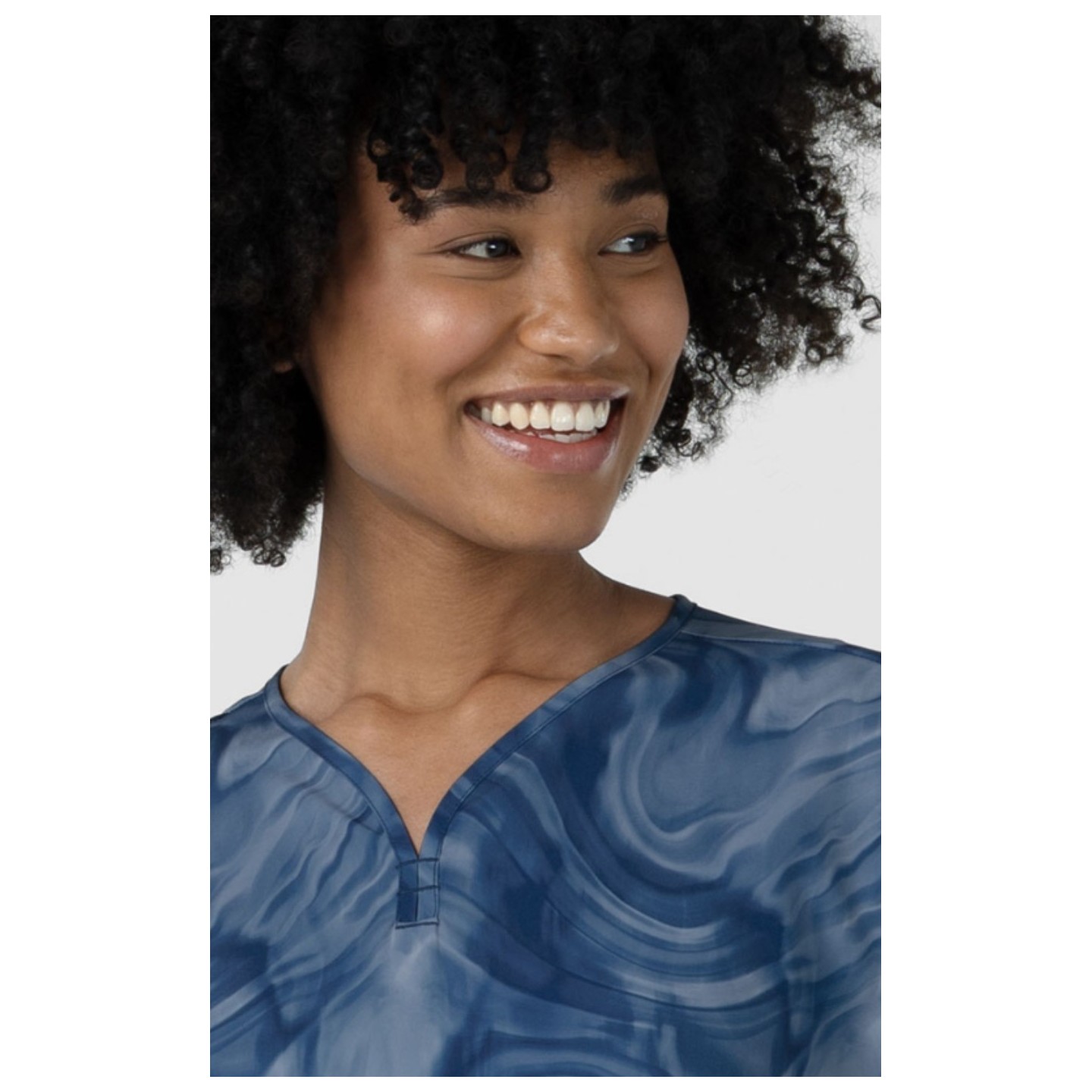 6267 WINK Dolman Y-Neck Print Scrub Top - Dreamy Daze Navy Tonal