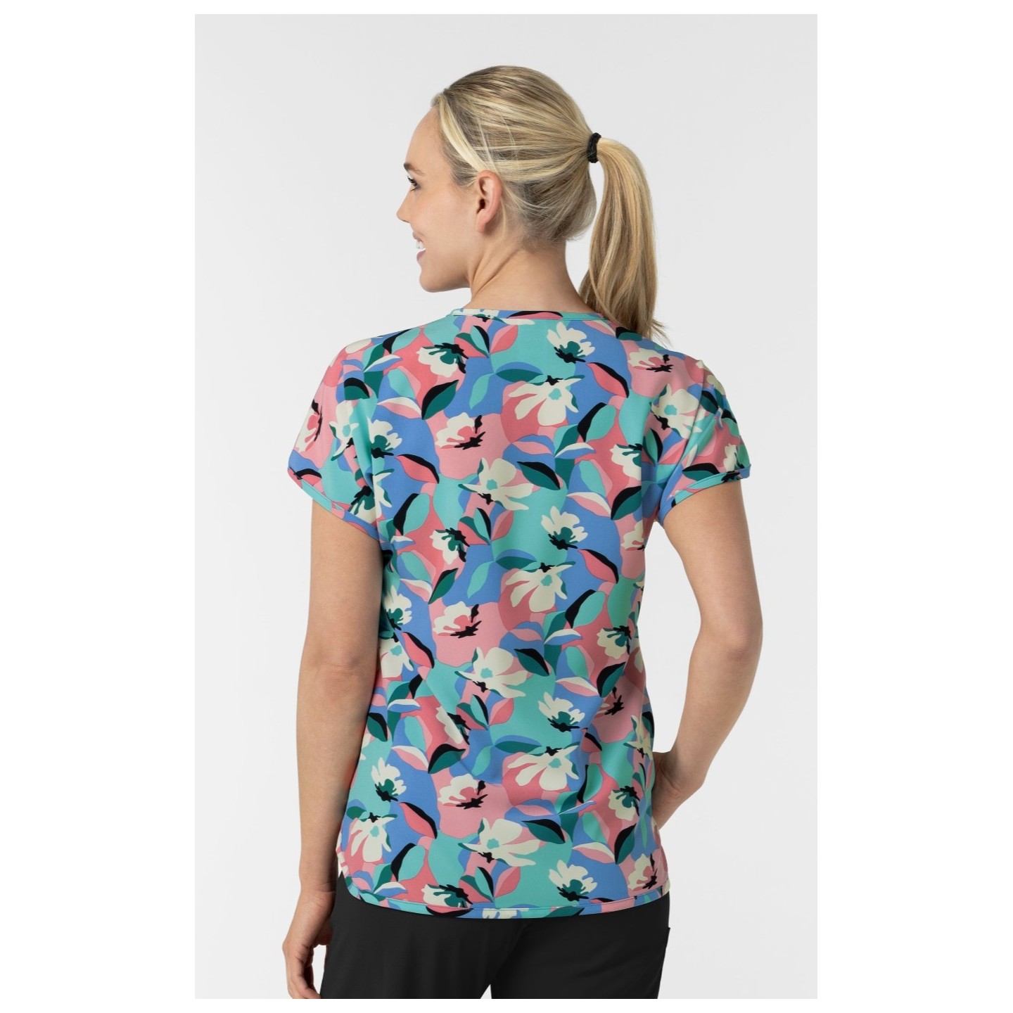 6267 WINK Dolman Y-Neck Print Scrub Top - Oceanic Odyssey