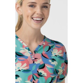 6267 WINK Dolman Y-Neck Print Scrub Top - Oceanic Odyssey