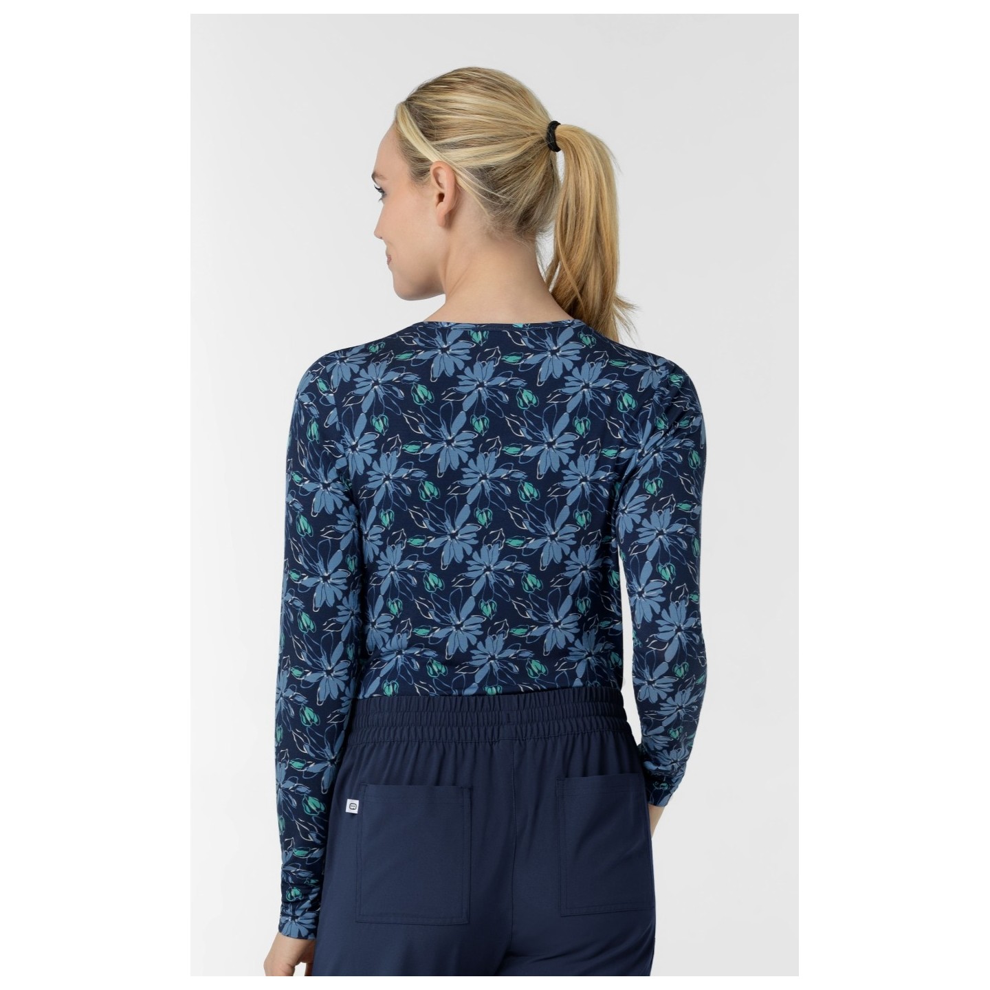 2409 Wink Layers Haut Lisse à Manche Longues Imprimer - Beachy Blooms Navy