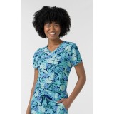 6467 WINK Haut Imprimer pour Border à Col en V avec Poche au Poitrine - Breezy Palms