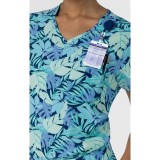 6467 WINK Haut Imprimer pour Border à Col en V avec Poche au Poitrine - Breezy Palms