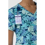 6467 WINK Tuck In Print Top with Chest Pocket - Breezy Palms