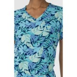 6467 WINK Tuck In Print Top with Chest Pocket - Breezy Palms