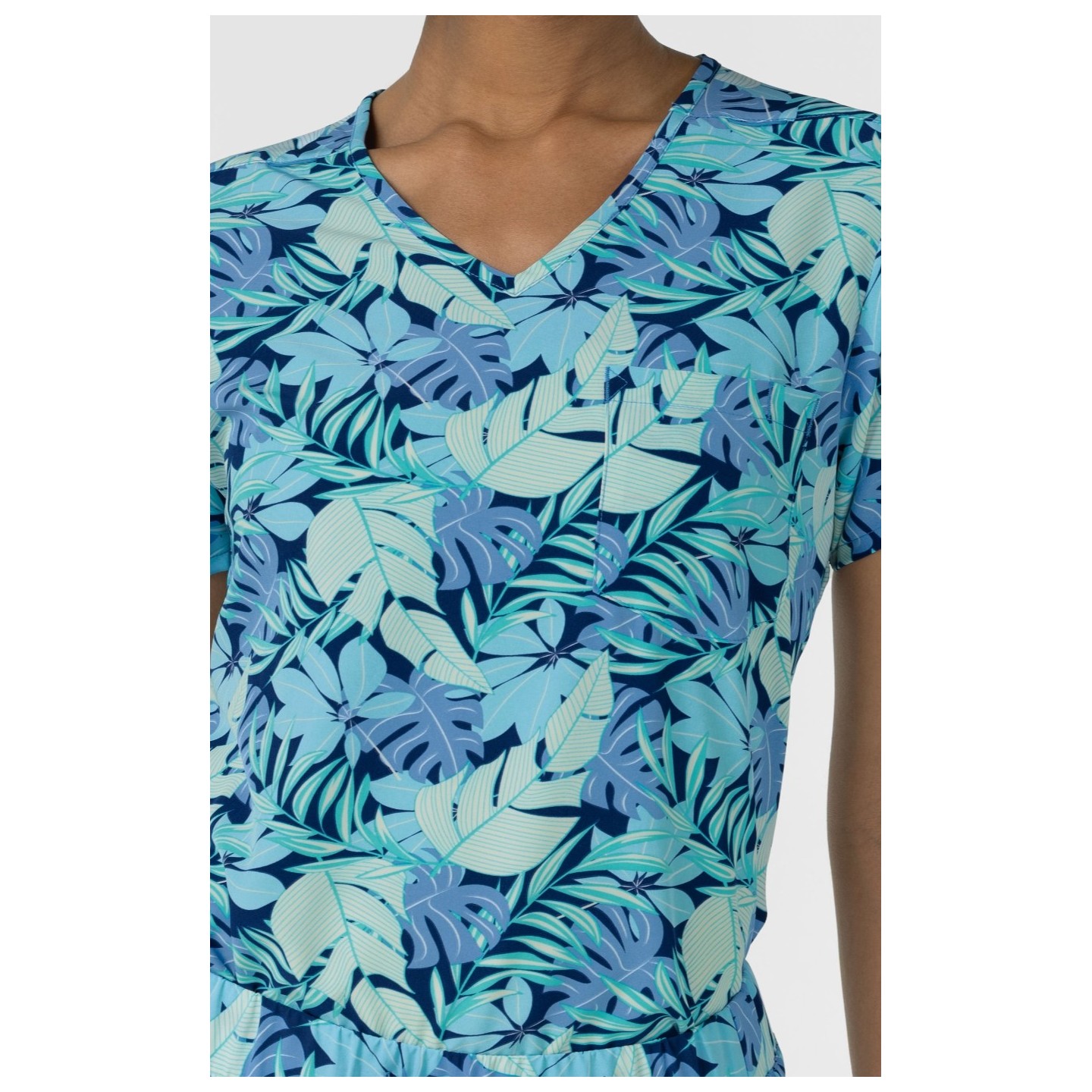 6467 WINK Haut Imprimer pour Border à Col en V avec Poche au Poitrine - Breezy Palms