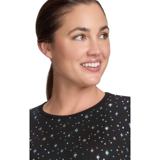 167PR Tessa Long Sleeve Underscrub Tee by koi - Black Iridescent Twinkle Pattern