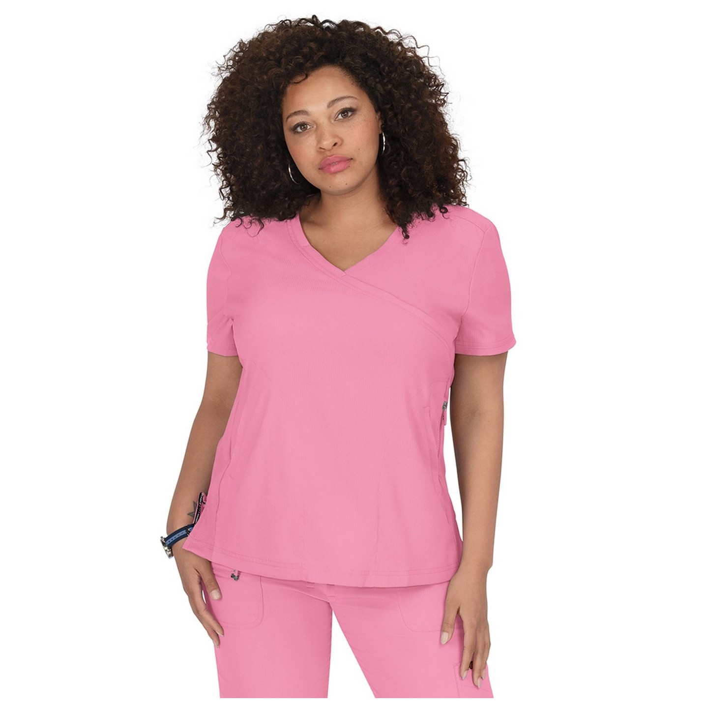 316 Koi Lite™ Scrubs Philosophy Mock Wrap Side Zipper Top