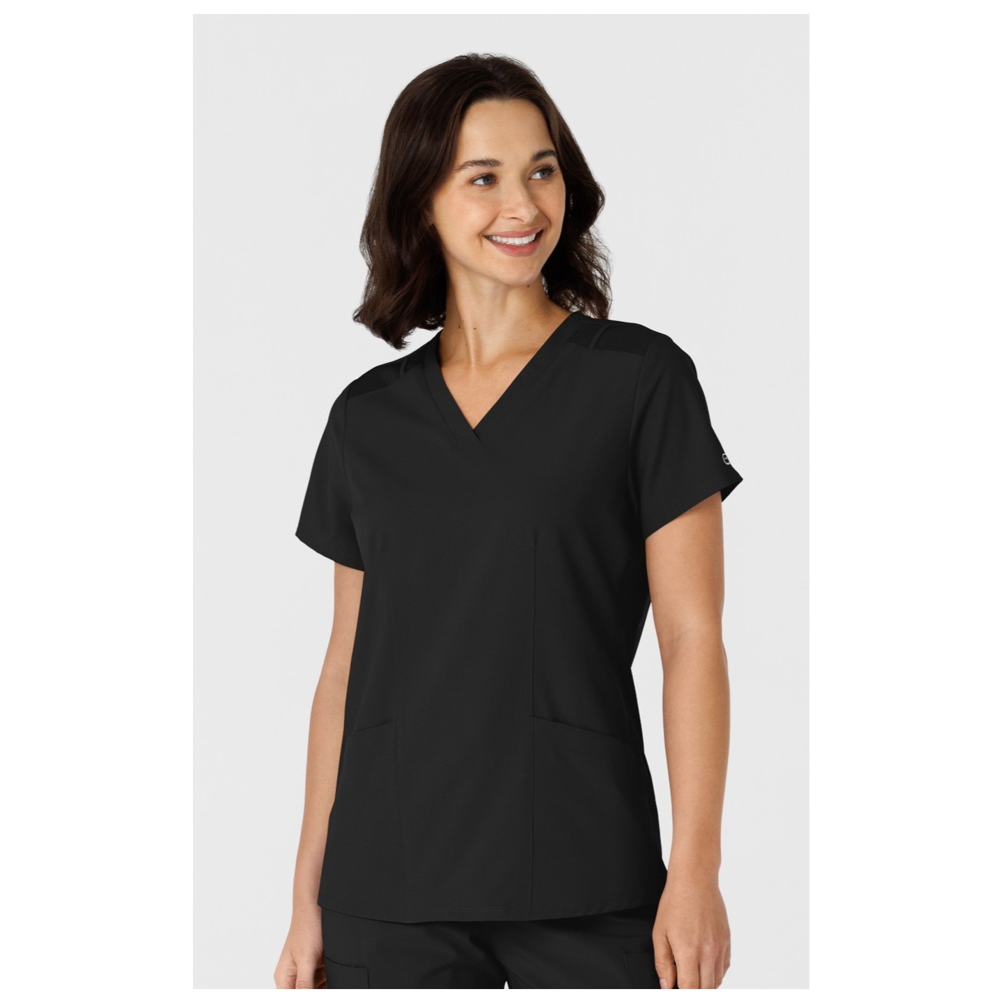 6145 W123 Flex-n-Reach Side Panel Curved V-Neck Top by WINK