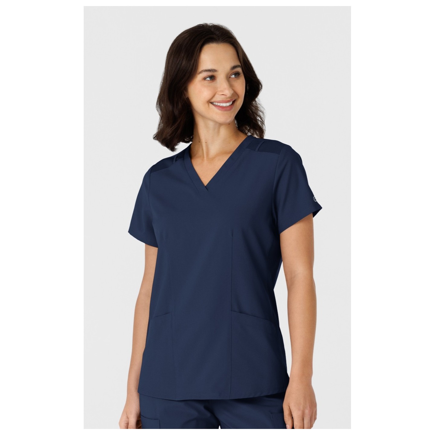 6145 W123 Flex-n-Reach Side Panel Curved V-Neck Top by WINK