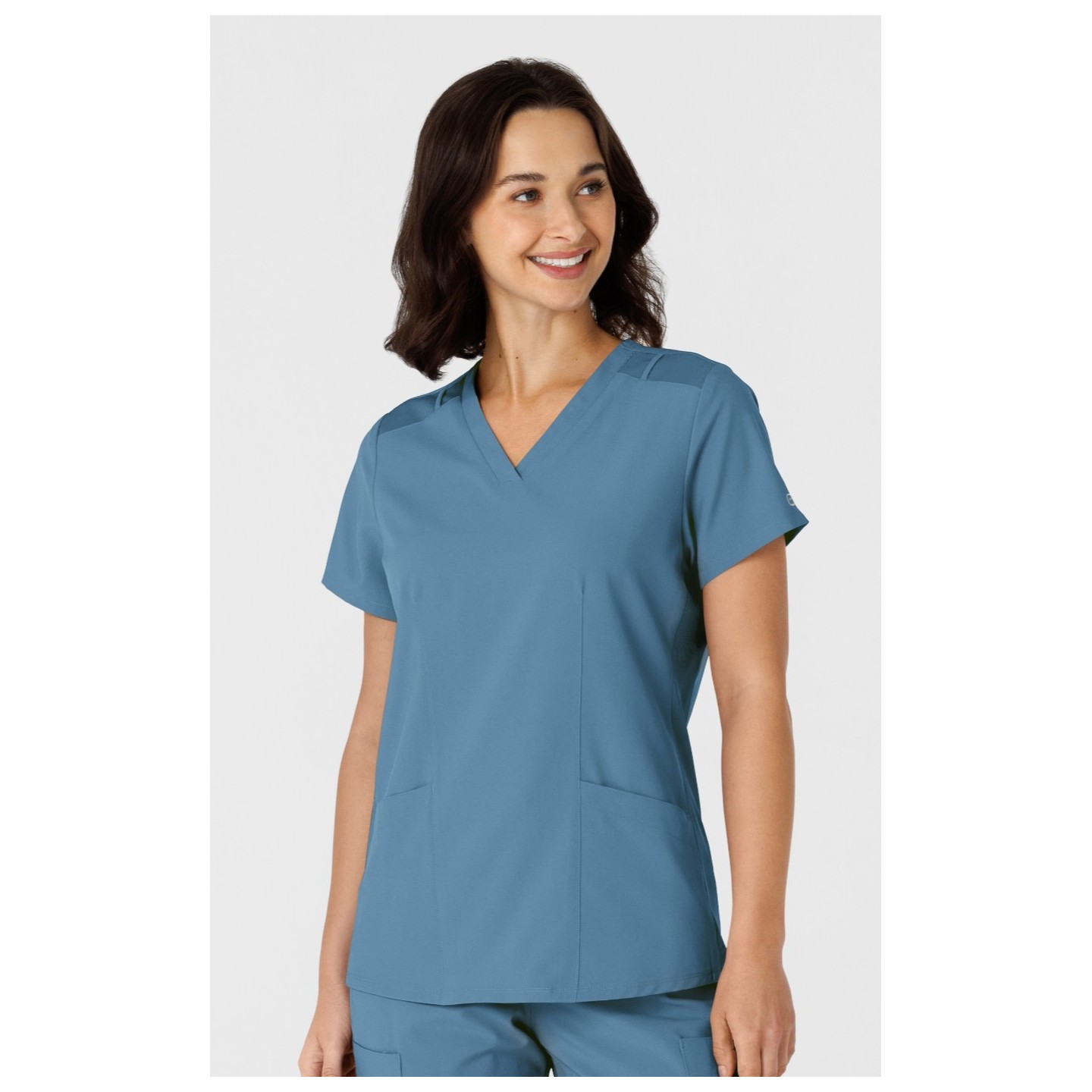 6145 W123 Flex-n-Reach Side Panel Curved V-Neck Top by WINK