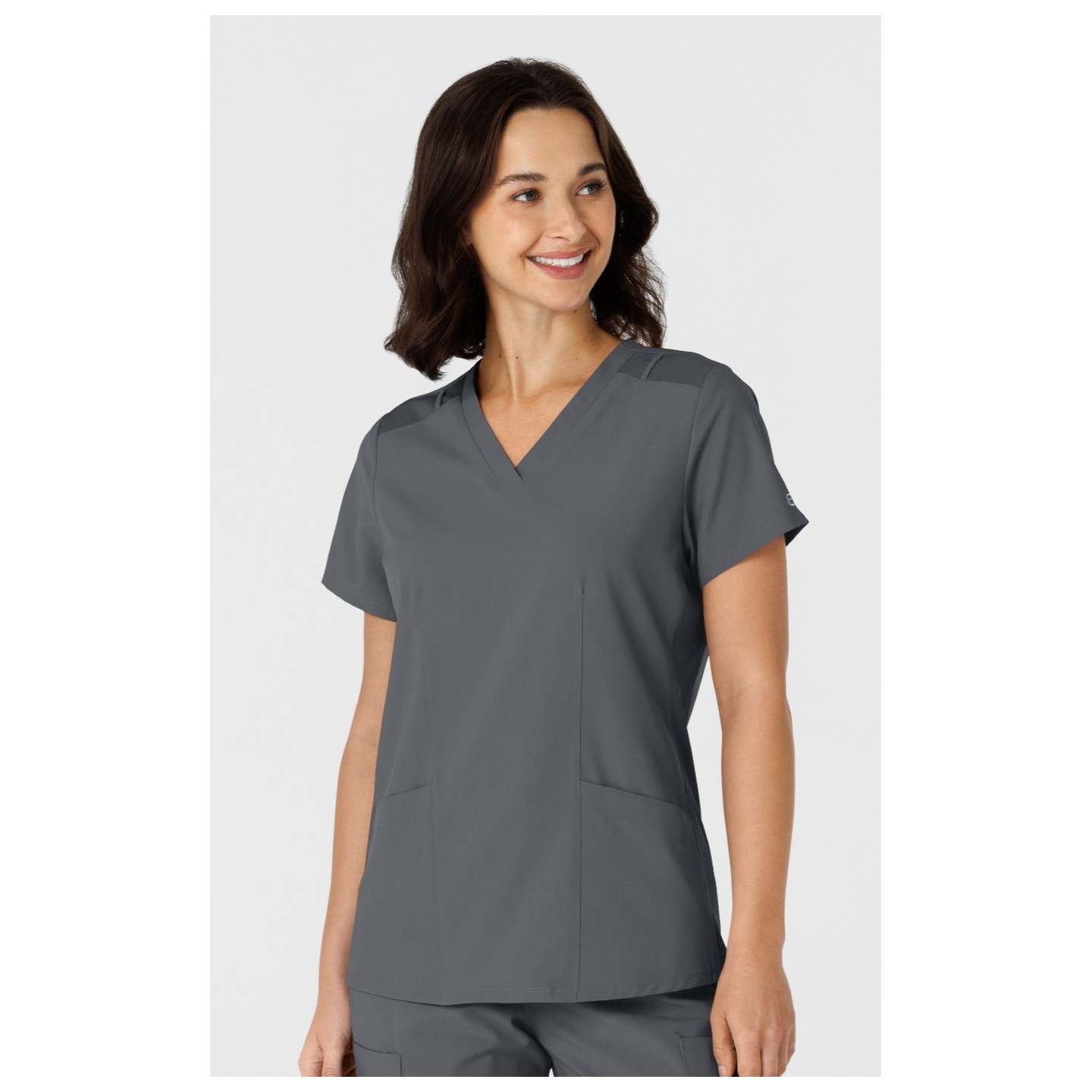 6145 W123 Flex-n-Reach Side Panel Curved V-Neck Top by WINK