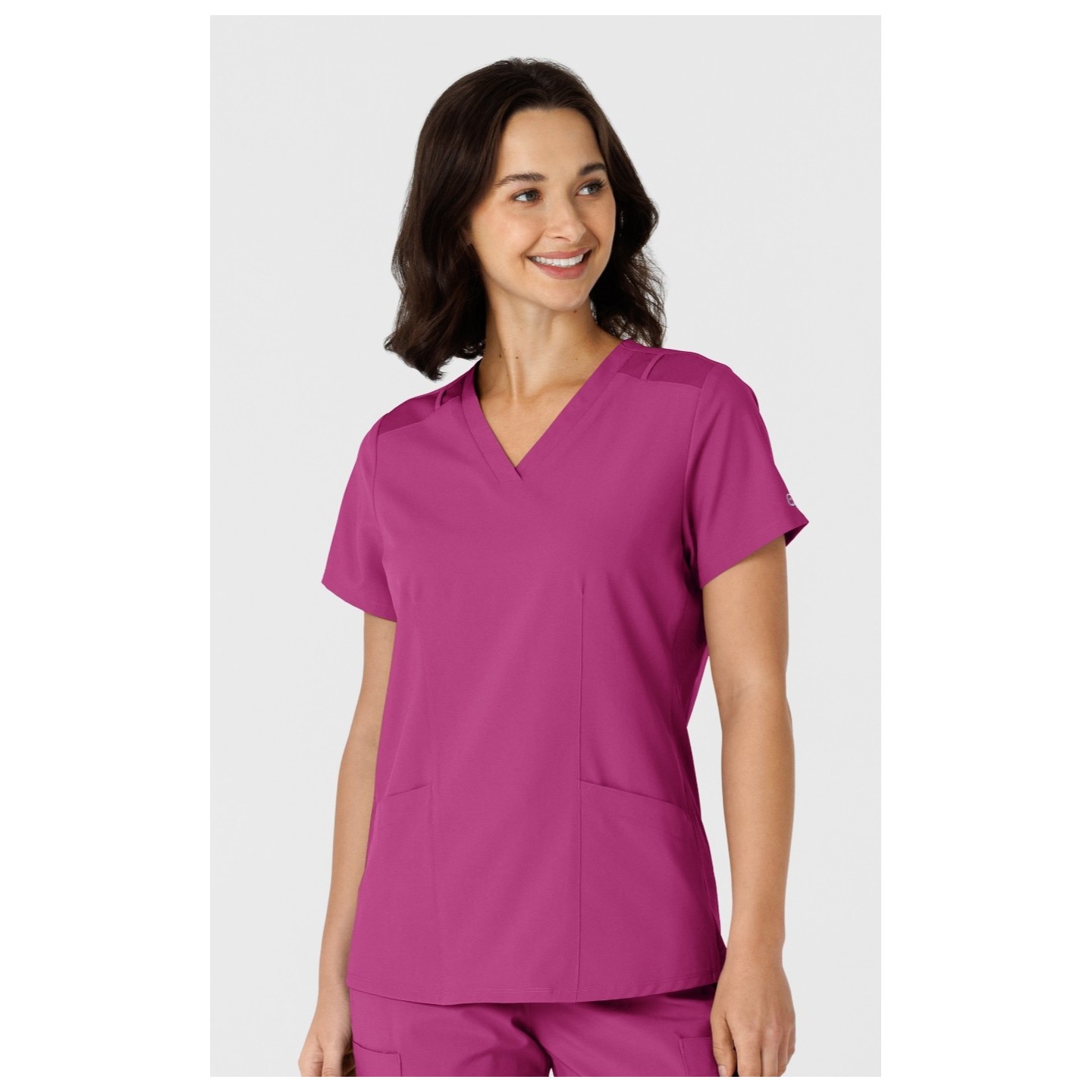 6145 W123 Flex-n-Reach Side Panel Curved V-Neck Top by WINK