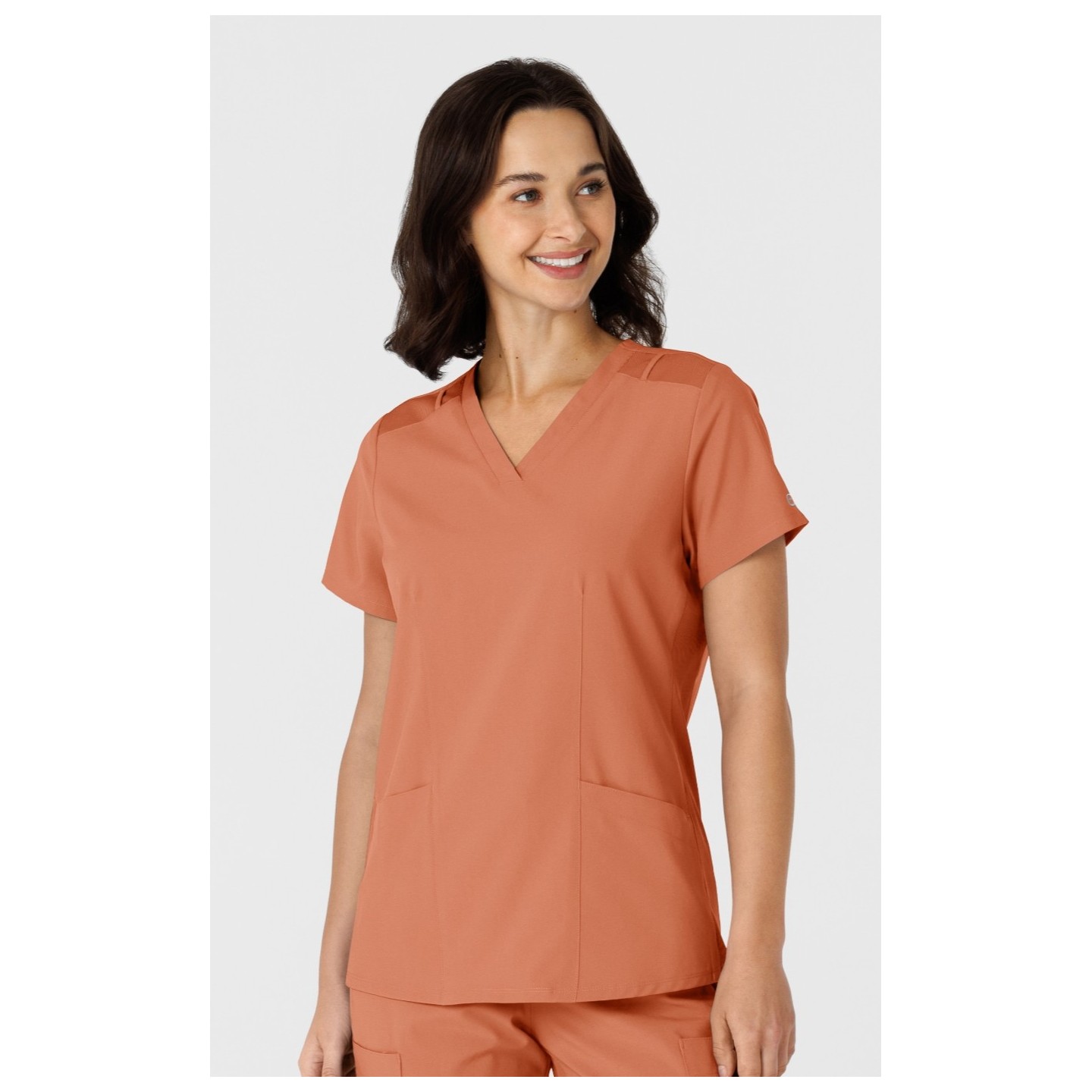 6145 W123 Flex-n-Reach Side Panel Curved V-Neck Top by WINK