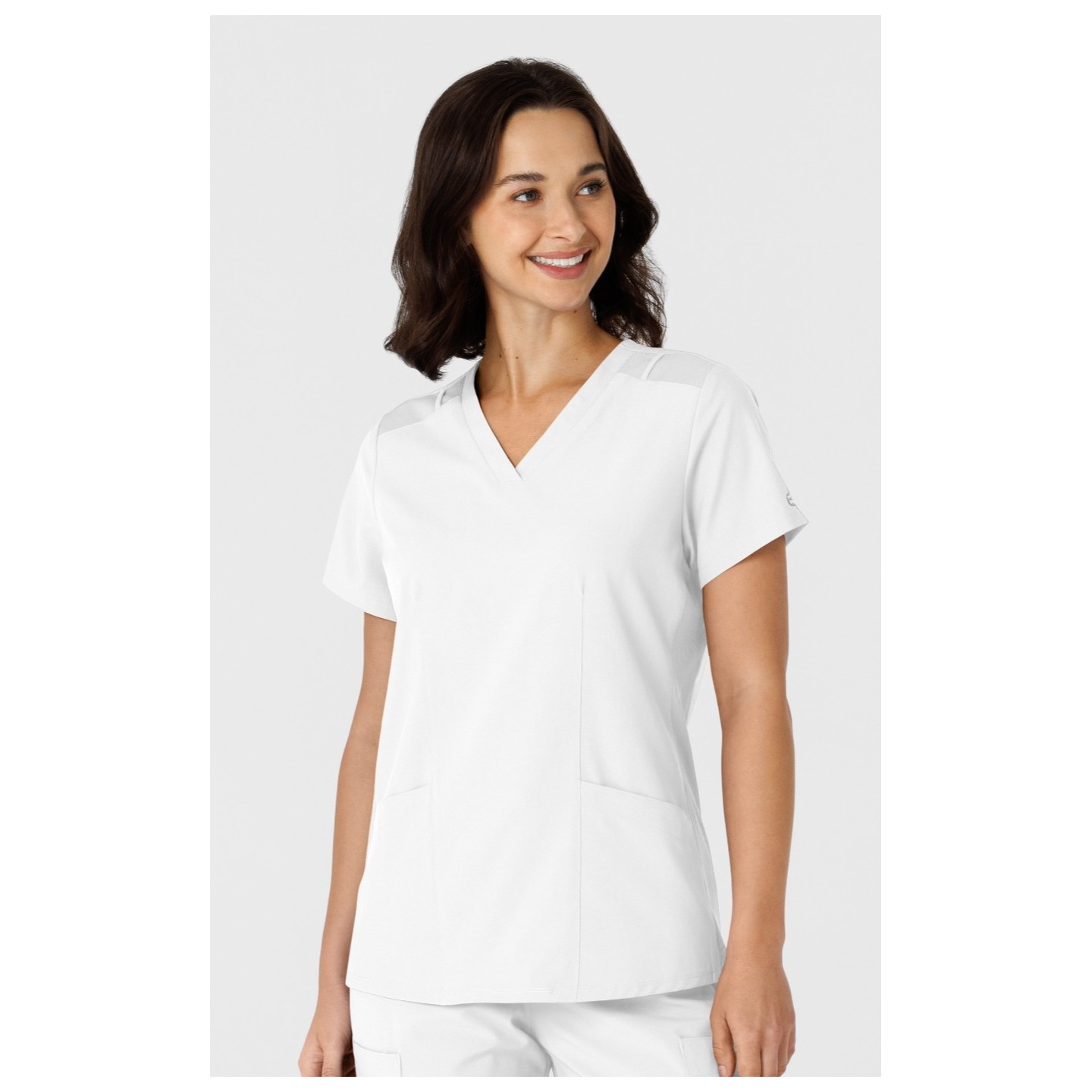 6145 W123 Flex-n-Reach Side Panel Curved V-Neck Top by WINK