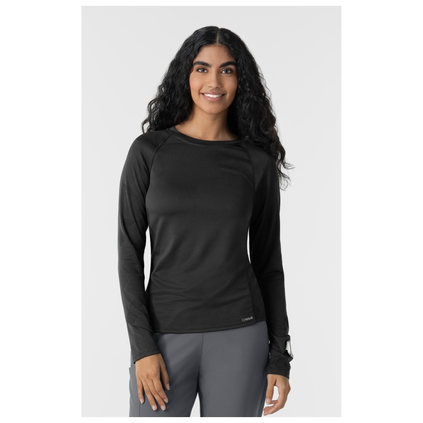 2149 Layers Engineered Long Sleeve Underscrub Top with Watch Windows by WINK