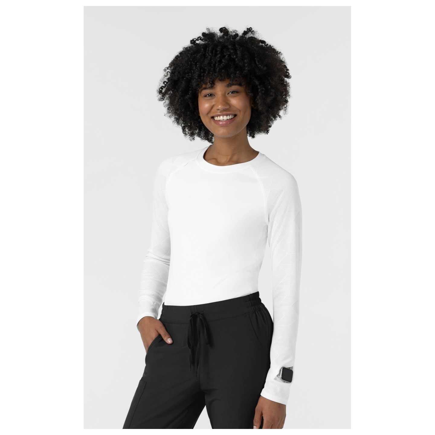 2149 Layers Engineered Long Sleeve Underscrub Top with Watch Windows by WINK