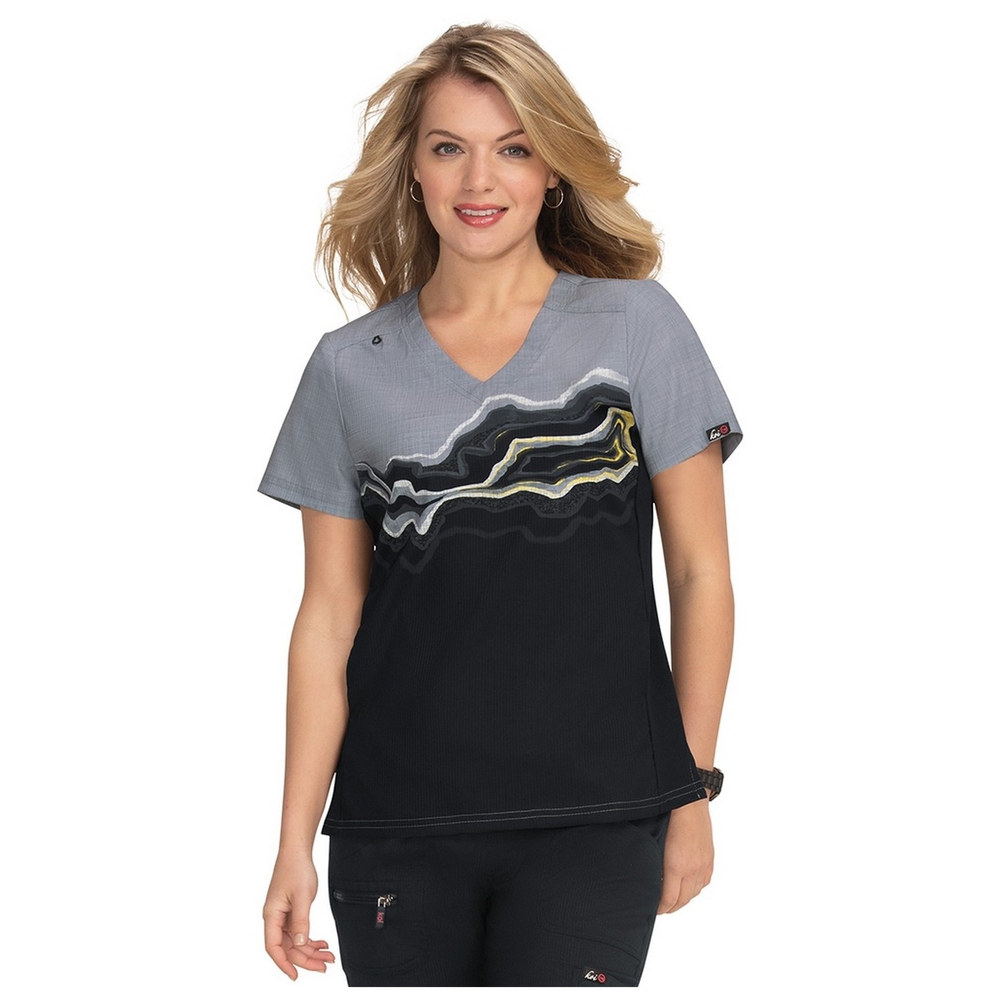 370PLM koi Lite Reform V-Neck Print Top - Agate Geode