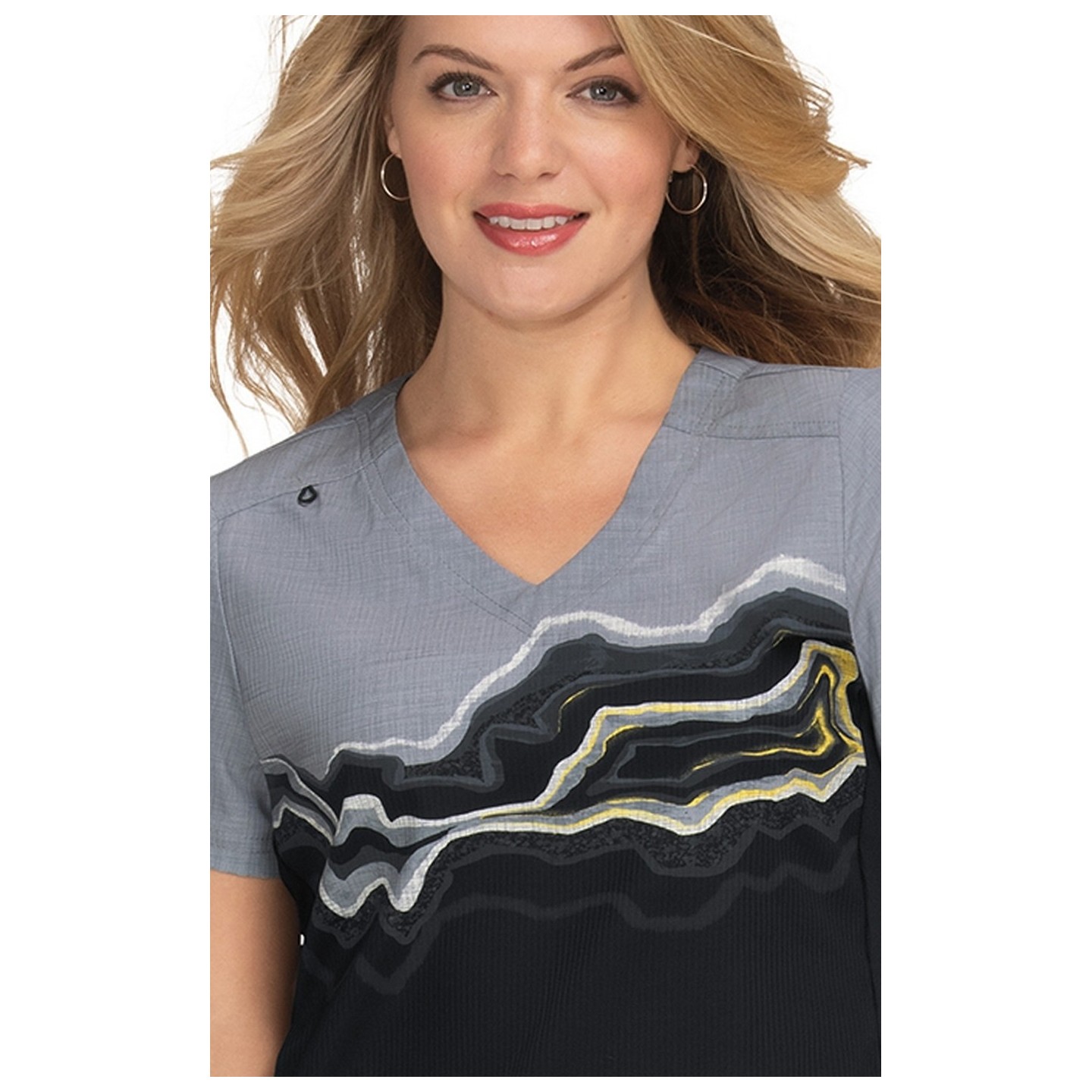 370PLM koi Lite Reform V-Neck Print Top - Agate Geode