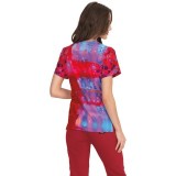 370PLM koi Lite Reform V-Neck Print Top - Vibrant Watercolor