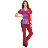 370PLM koi Lite Reform V-Neck Print Top - Vibrant Watercolor