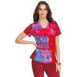 370PLM koi Lite Reform V-Neck Print Top - Vibrant Watercolor