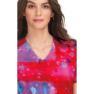 370PLM koi Lite Reform V-Neck Print Top - Vibrant Watercolor